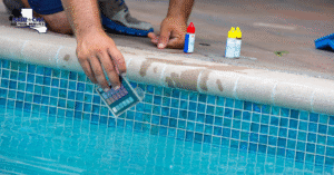 Pool tech testing swimming pool chemical
